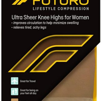 FUTURO Ultra Sheer Knee Highs for Women, Nude, 71060EN, Medium, Moderate (15-20 mm/Hg)